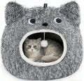 Cat Bed Cave for Indoor Cats, Plush Hooded Cat Bed with Removable Cushion