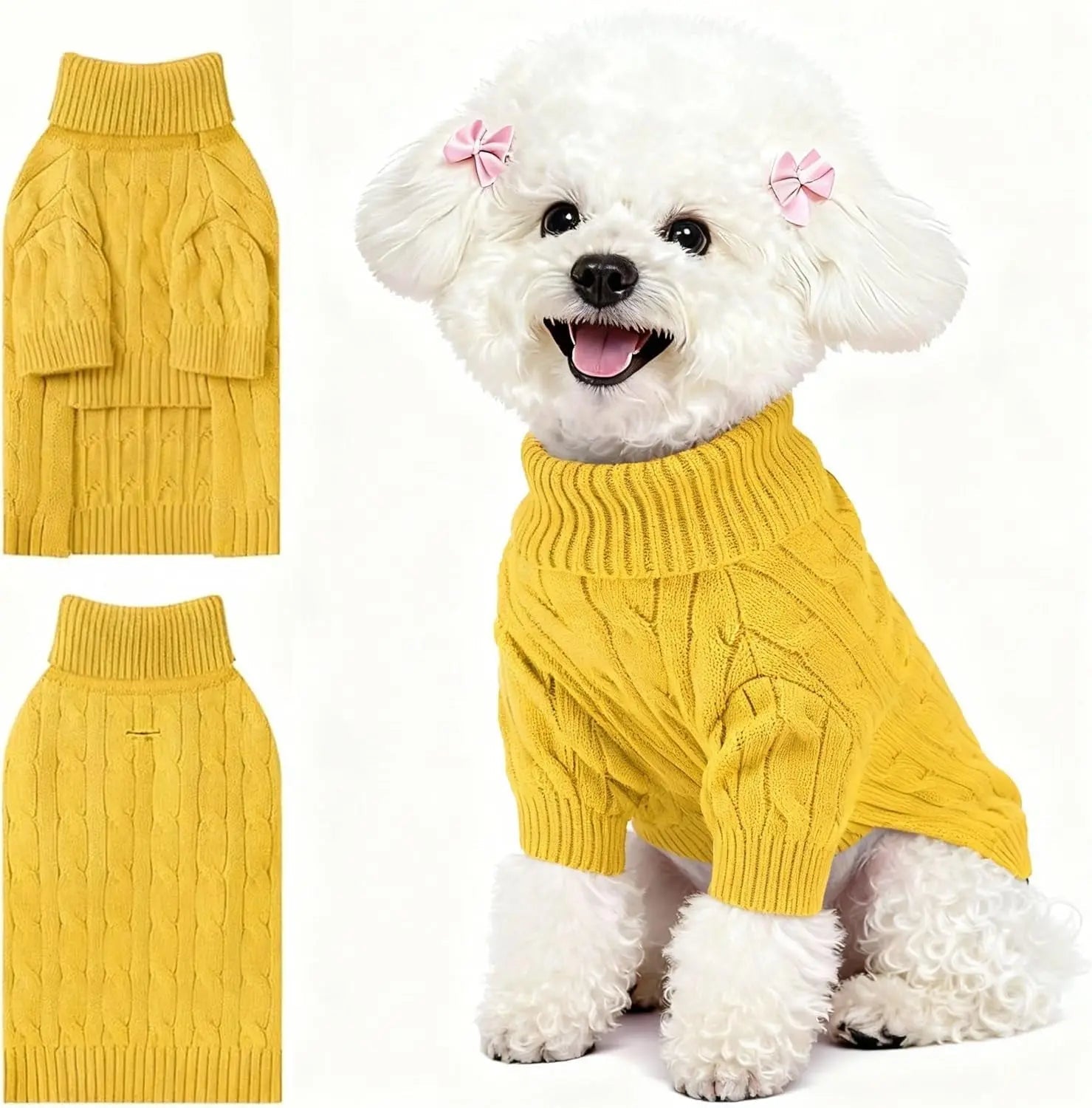 Small Dog Warm Turtleneck Cable Knit Sweater Thermal Pullover All Colors