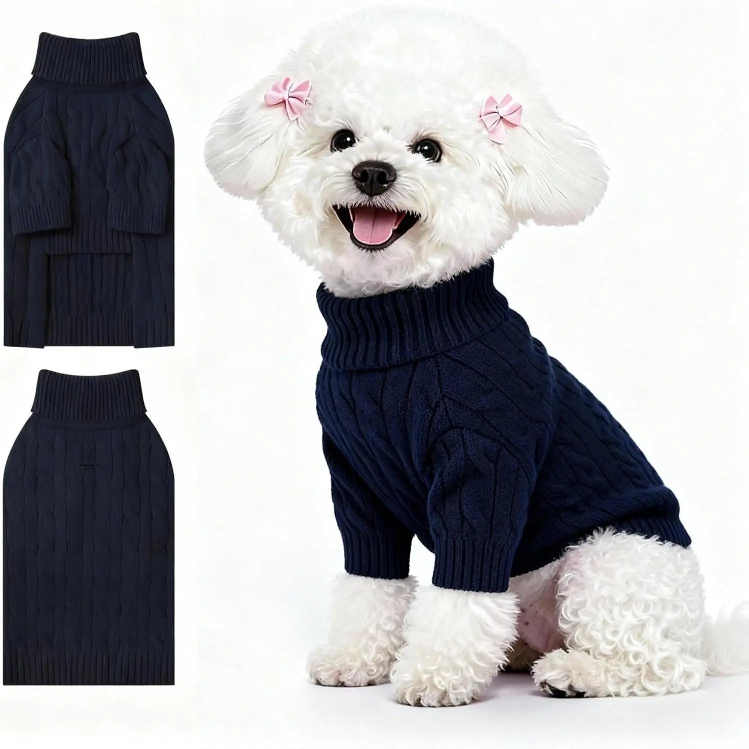 Small Dog Warm Turtleneck Cable Knit Sweater Thermal Pullover All Colors