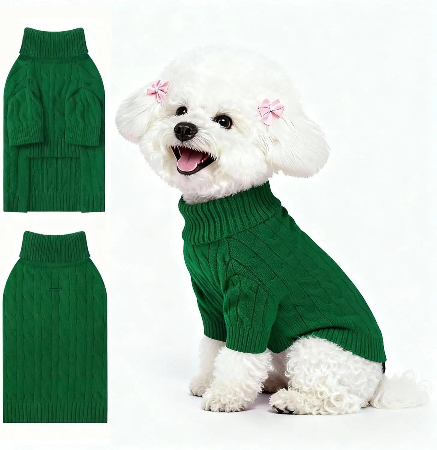 Small Dog Warm Turtleneck Cable Knit Sweater Thermal Pullover All Colors