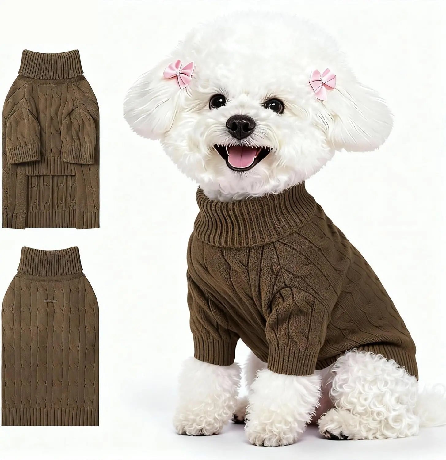 Small Dog Warm Turtleneck Cable Knit Sweater Thermal Pullover All Colors