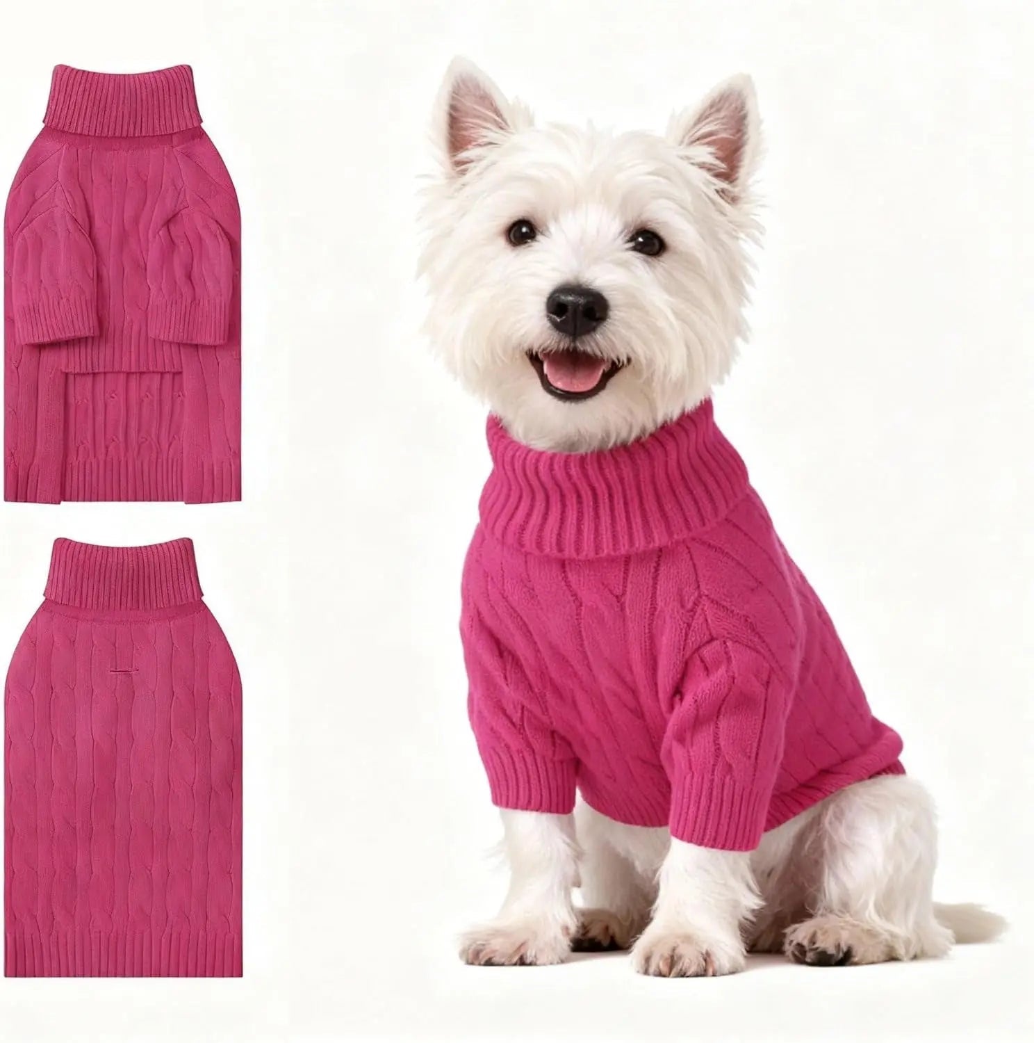 Small Dog Warm Turtleneck Cable Knit Sweater Thermal Pullover All Colors