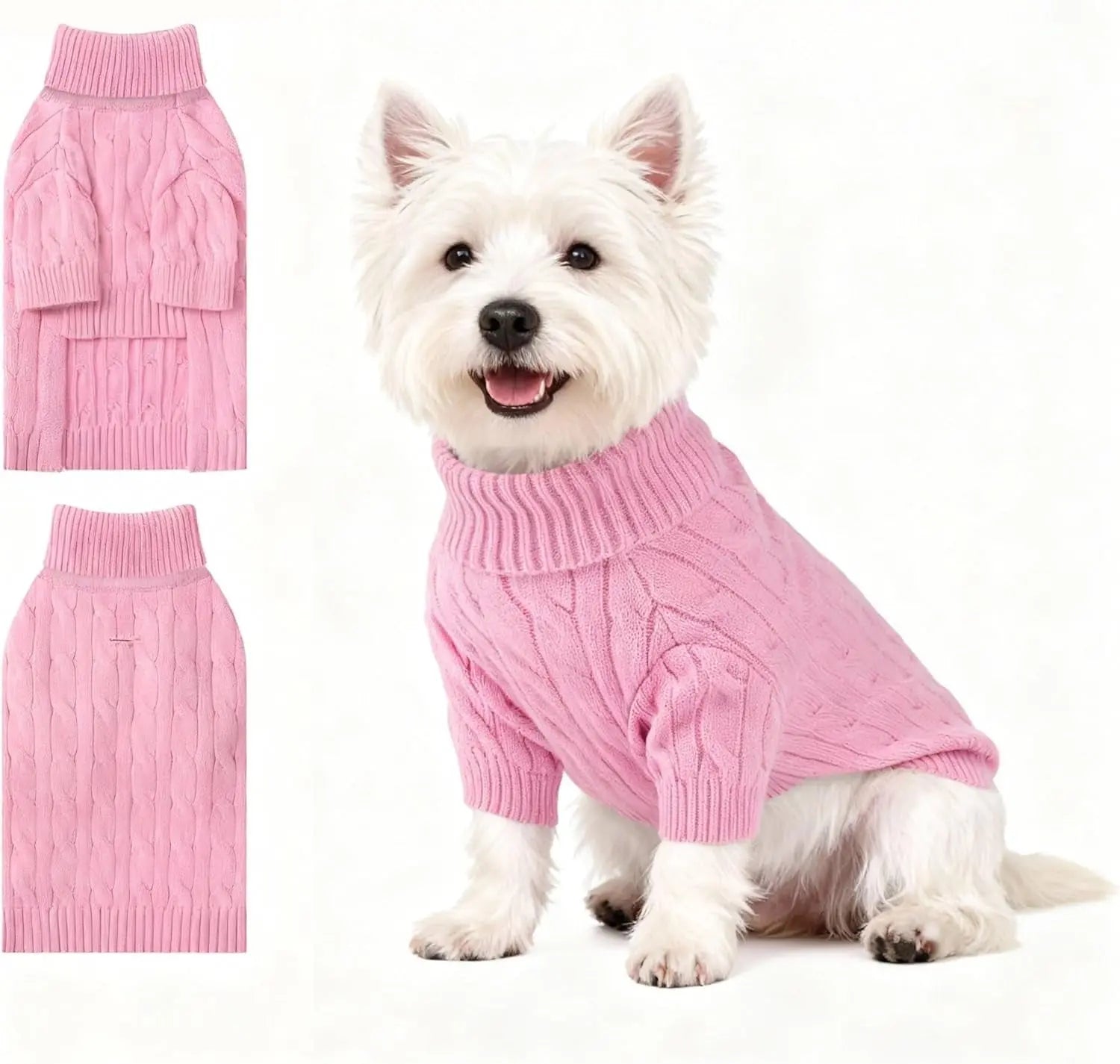 Small Dog Warm Turtleneck Cable Knit Sweater Thermal Pullover All Colors
