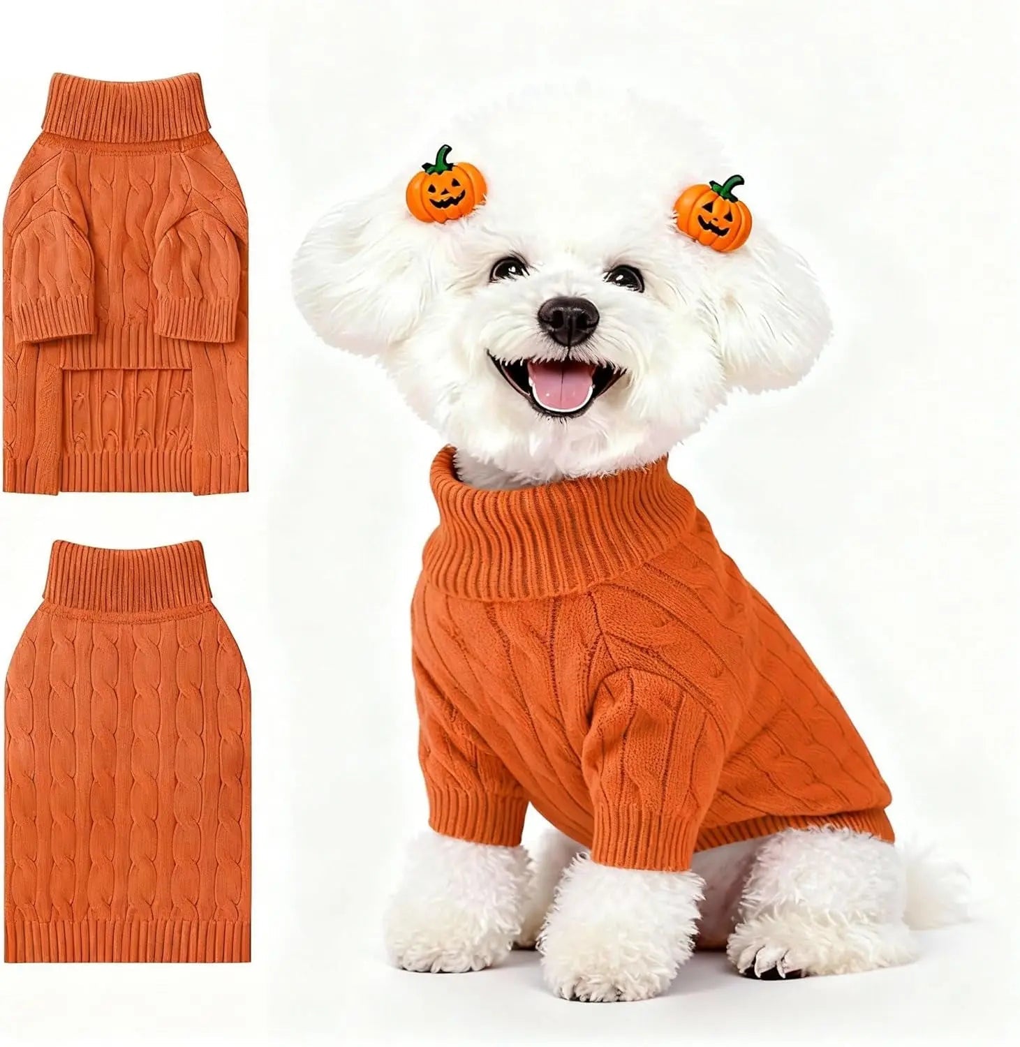 Small Dog Warm Turtleneck Cable Knit Sweater Thermal Pullover All Colors