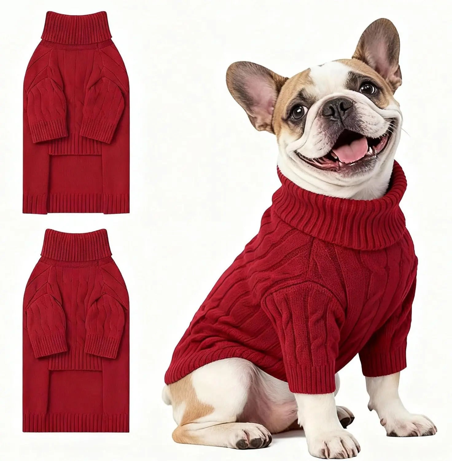 Small Dog Warm Turtleneck Cable Knit Sweater Thermal Pullover All Colors
