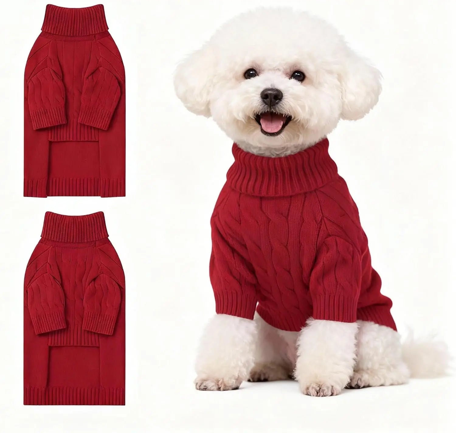 Small Dog Warm Turtleneck Cable Knit Sweater Thermal Pullover All Colors