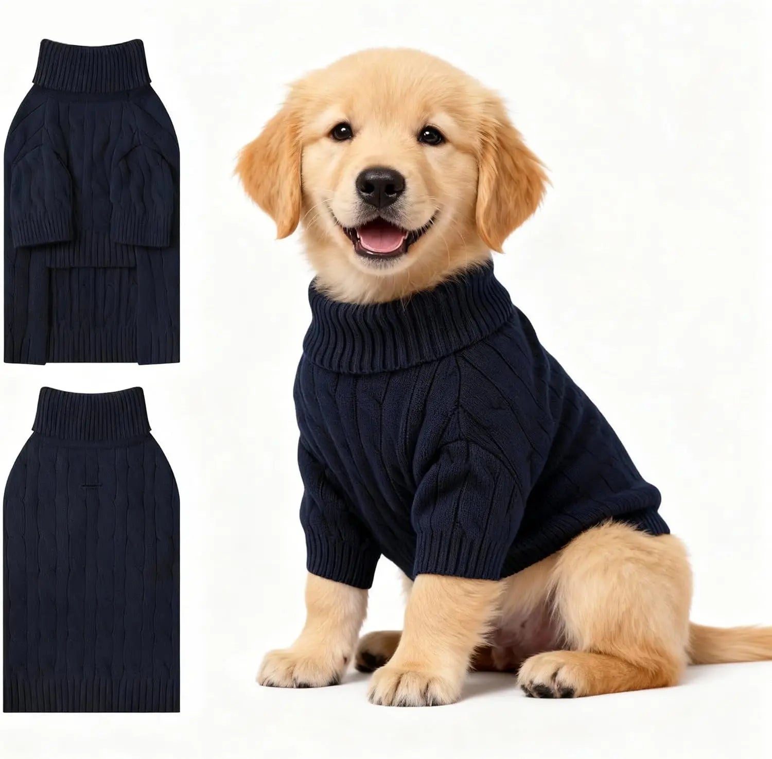 Small Dog Warm Turtleneck Cable Knit Sweater Thermal Pullover All Colors