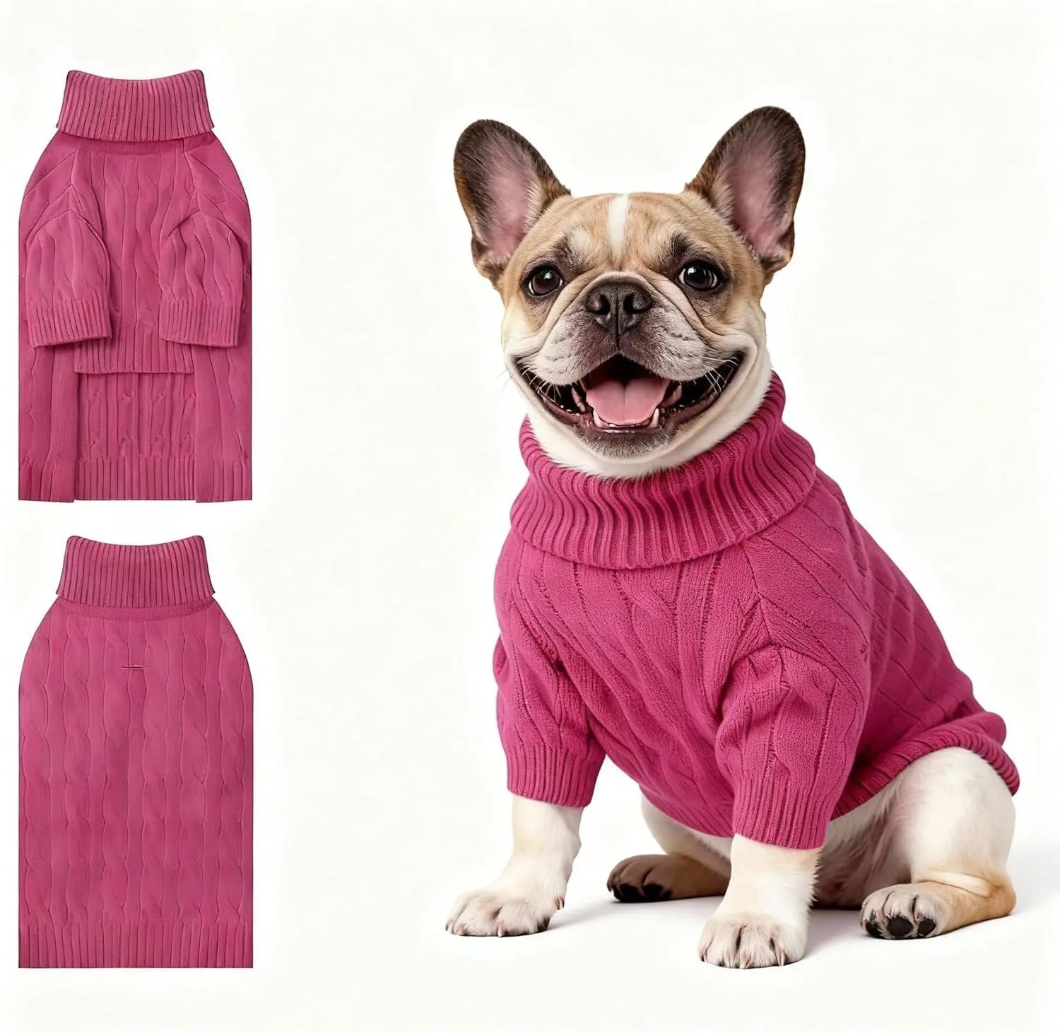 Small Dog Warm Turtleneck Cable Knit Sweater Thermal Pullover All Colors